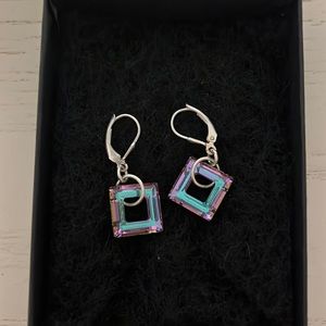 Beautiful glass and silver iridescent earrings